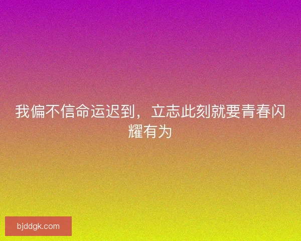 我偏不信命运迟到，立志此刻就要青春闪耀有为